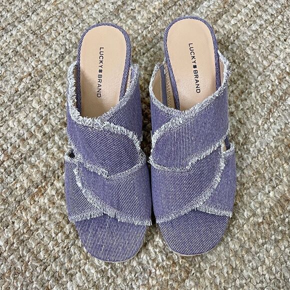 Lucky Brand Madgie Wedge Sandal Purple Size 8.5 - Picture 5 of 7